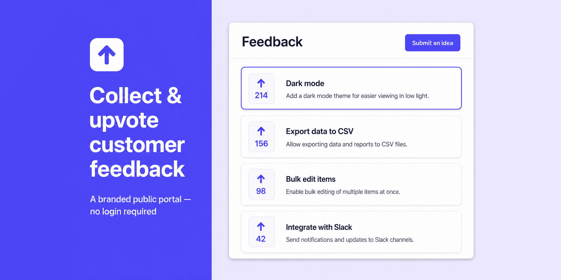 Upvotebell public feedback portal with idea voting